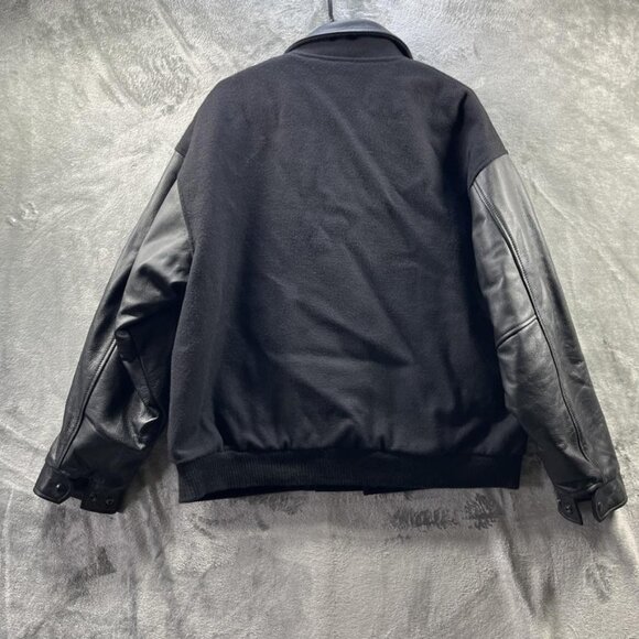 Avis Corporate Lead Program Jacket Mens Medium Black Wool Leather Varsity Bomber - Picture 4 of 16